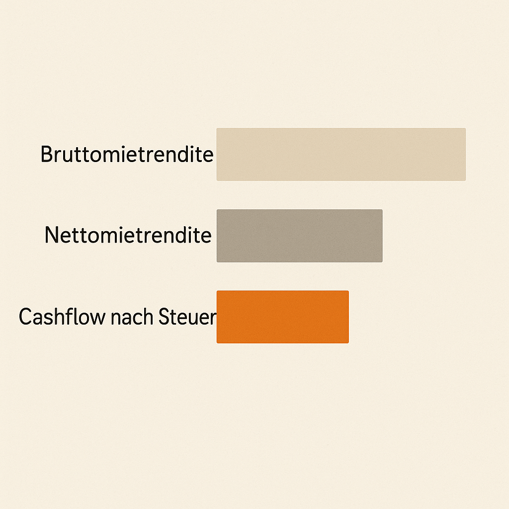 Aufbau Brutto- vs Nettomietrendite vs Cashflow nach Steuern